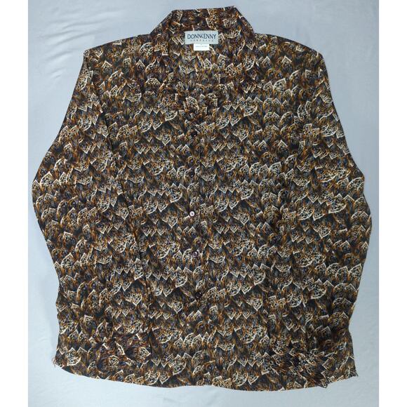 Vintage Donnkenny Classics Animal Print Blouse M Shoulder Pads Long Sleeve - Picture 1 of 12